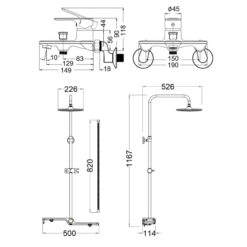 Bộ sen cây tắm đứng nóng lạnh Caesar BS126+S773C