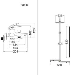 Bộ sen cây tắm đứng nóng lạnh Caesar BS126+S813C
