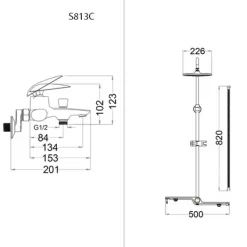 Bộ sen cây tắm đứng nóng lạnh Caesar BS126+S813C
