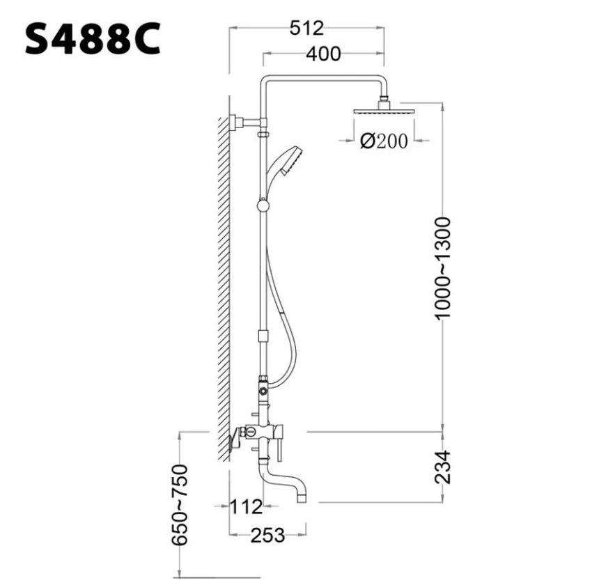 Bộ sen tắm cây nóng lạnh Caesar S488C Bộ sen tắm cây nóng lạnh Caesar S488C
