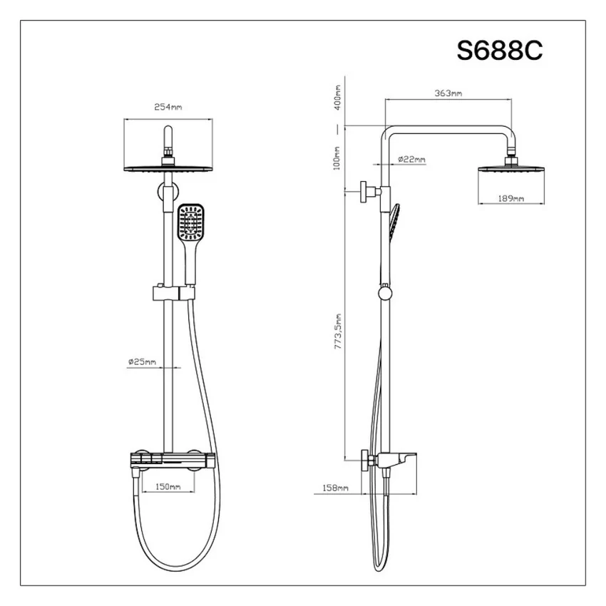 Bộ sen tắm cây nóng lạnh Caesar S688C 10 Bộ sen tắm cây nóng lạnh Caesar S688C