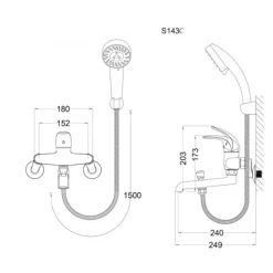Bộ vòi sen tắm nóng lạnh Caesar S143C 18 Bộ vòi sen tắm nóng lạnh Caesar S143C