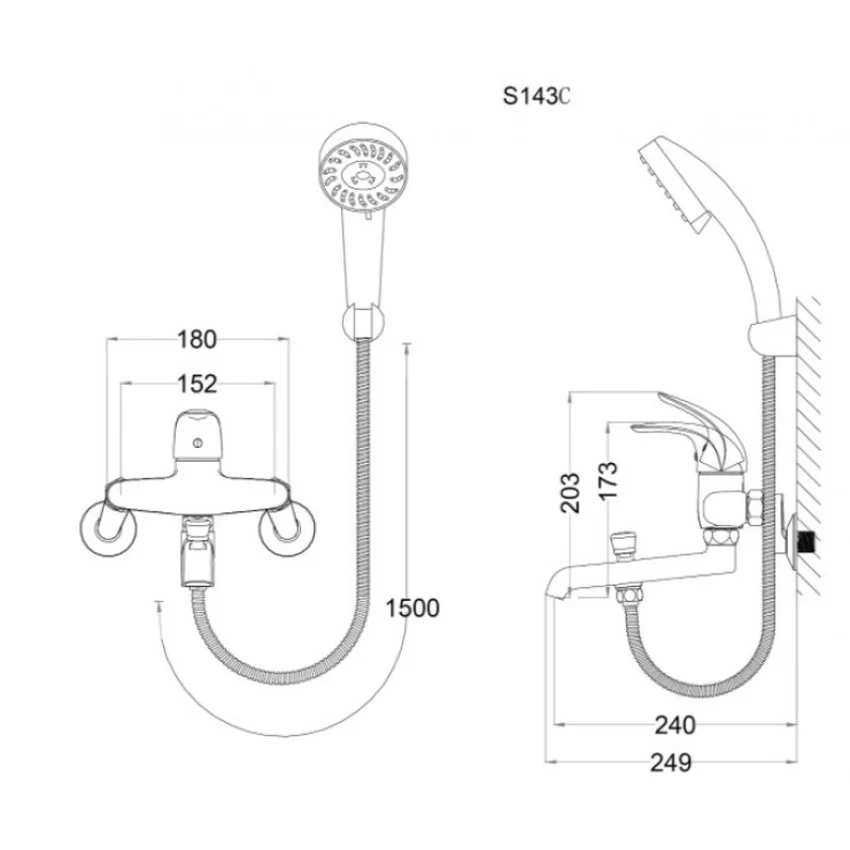 Bộ vòi sen tắm nóng lạnh Caesar S143C 10 Bộ vòi sen tắm nóng lạnh Caesar S143C