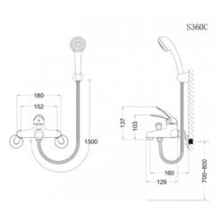 Bộ vòi sen tắm nóng lạnh Caesar S360C 16 Bộ vòi sen tắm nóng lạnh Caesar S360C