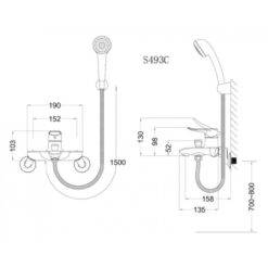Bộ vòi sen tắm nóng lạnh Caesar S493C