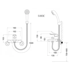 Bộ vòi sen tắm nóng lạnh Caesar S493C 15 Bộ vòi sen tắm nóng lạnh Caesar S493C