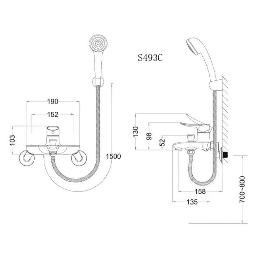 Bộ vòi sen tắm nóng lạnh Caesar S493C 9 Bộ vòi sen tắm nóng lạnh Caesar S493C