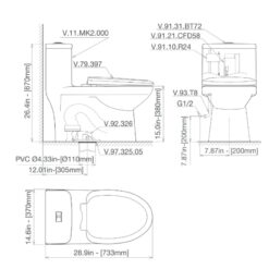 Bồn cầu 1 khối Viglacera Mekong (MK2) nắp êm (+ vòi xịt VG826)