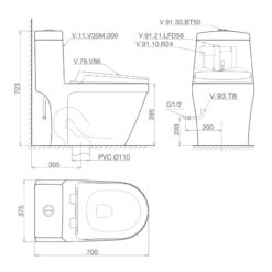 Bồn cầu 1 khối Viglacera V35M nắp êm xả xoáy (+ vòi xịt VG826) 18 Bồn cầu 1 khối Viglacera V35M nắp êm xả xoáy (+ vòi xịt VG826)