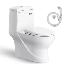 Bồn cầu 1 khối Viglacera V38M nắp êm xả xoáy (+ vòi xịt VG826)