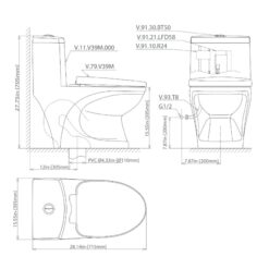 Bồn cầu 1 khối Viglacera V39M nắp êm xả xoáy (+ vòi xịt VG826) 12 Bồn cầu 1 khối Viglacera V39M nắp êm xả xoáy (+ vòi xịt VG826)