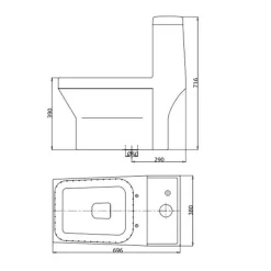 Bồn cầu 1 khối Viglacera V42 nắp êm (+ vòi xịt VG826)