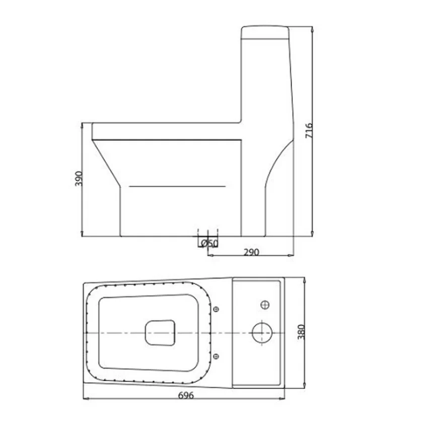 Bồn cầu 1 khối Viglacera V42 SKU V42 Bồn cầu 1 khối Viglacera V42 nắp êm view khác