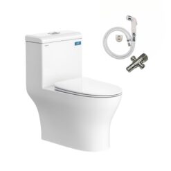 Bồn cầu 1 khối Viglacera V45M nắp êm xả xoáy (+ vòi xịt VG826 & van VG853)