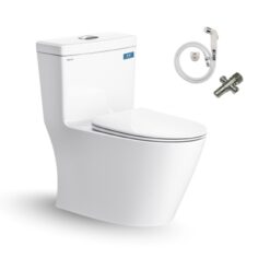 Bồn cầu 1 khối Viglacera V62 nắp êm (+ vòi xịt VG826 & van VG853)