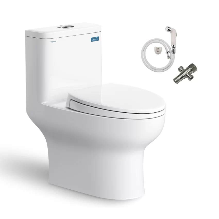 Bồn cầu 1 khối Viglacera V64 nắp êm (+ vòi xịt VG826 & van VG853) 8 Bồn cầu 1 khối Viglacera V64 nắp êm (+ vòi xịt VG826 & van VG853)