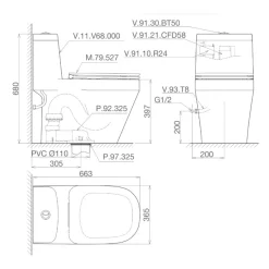 Bồn cầu 1 khối Viglacera V68 nắp êm (+ vòi xịt VG826 & van VG853) 18 Bồn cầu 1 khối Viglacera V68 nắp êm (+ vòi xịt VG826 & van VG853)