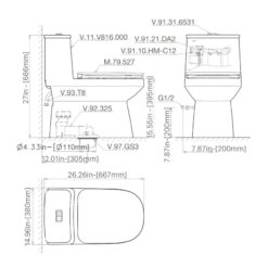 Bồn cầu 1 khối Viglacera V816 nắp êm (+ vòi xịt VG826 & van VG853)