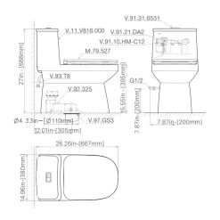 Bồn cầu 1 khối Viglacera V816 nắp êm (+ vòi xịt VG826 & van VG853) 18 Bồn cầu 1 khối Viglacera V816 nắp êm (+ vòi xịt VG826 & van VG853)