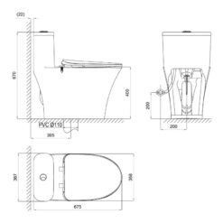 Bồn cầu 1 khối Viglacera V829 nắp êm (+ vòi xịt VG826)