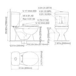 Bồn cầu 2 khối Viglacera VI44 nắp thường (+ lavabo VTL2) 12 Bồn cầu 2 khối Viglacera VI44 nắp thường (+ lavabo VTL2)