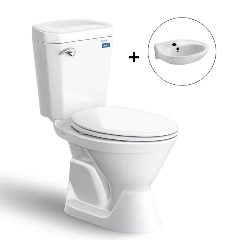 Bồn cầu 2 khối Viglacera VI44 nắp thường (+ lavabo VTL2) 8 Bồn cầu 2 khối Viglacera VI44 nắp thường (+ lavabo VTL2)