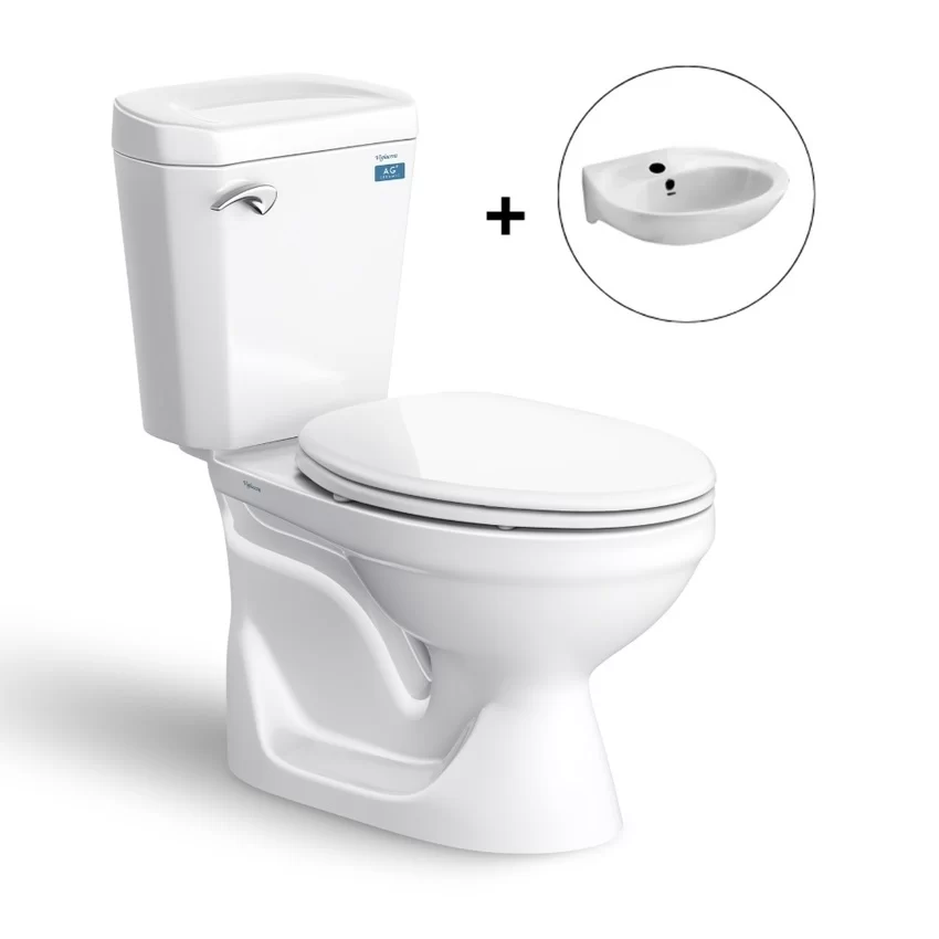 Bồn cầu 2 khối Viglacera VI77 nắp thường (+ lavabo VTL2) 8 Bồn cầu 2 khối Viglacera VI77 nắp thường (+ lavabo VTL2)