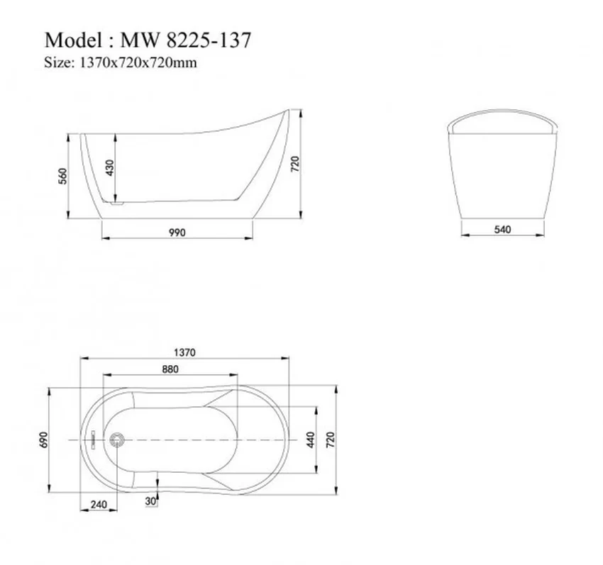 Bồn tắm đặt sàn 1.37m MOWOEN MW8225-137 23 Mua Bồn tắm đặt sàn 1.37m MOWOEN MW8225-137 tại Hải Yến Home