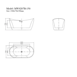 Bồn tắm đặt sàn 1.5m MOWOEN MW8207B-150