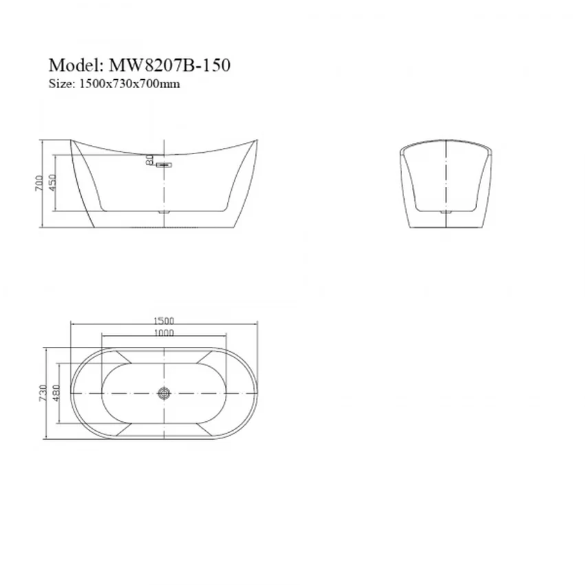 Bồn tắm đặt sàn 1.5m MOWOEN MW8207B-150 13 Thiết kế công thái học của Bồn tắm MOWOEN MW8207B-150