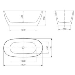 Bồn tắm đặt sàn 1.5m MOWOEN MW8223P-150