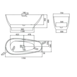 Bồn tắm đặt sàn 1.7m ELLIS MOWOEN MW003