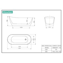 Bồn tắm đặt sàn 1.7m MOWOEN MW8225P-170