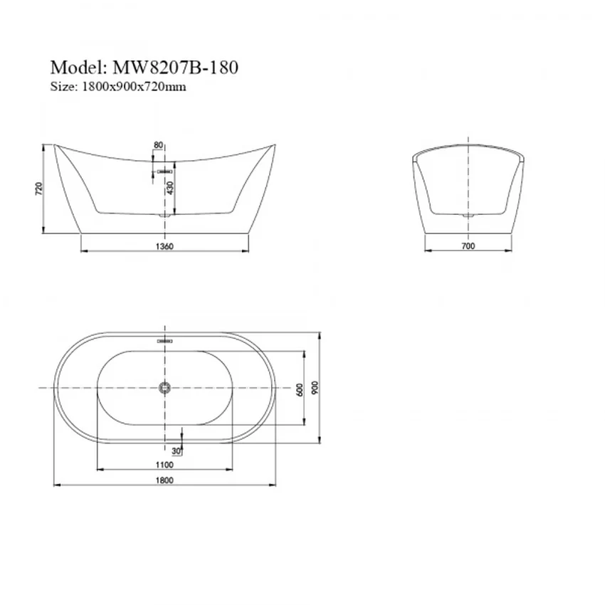 Bồn tắm đặt sàn MOWOEN MW8207B-180 tại Hải Yến Home Bồn tắm đặt sàn MOWOEN MW8207B-180 tại Hải Yến Home