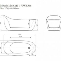 Bồn tắm đặt sàn massage 1.7m MOWOEN MW8213-170WB.MS