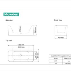 Bồn tắm đặt sàn massage 1.7m MOWOEN MW8217-170.MS