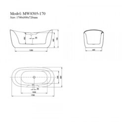 Bồn tắm đặt sàn massage 1.7m MOWOEN MW8305B-170.MS