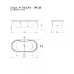 Bồn tắm đặt sàn massage 1.7m MOWOEN MW8306B-170.MS