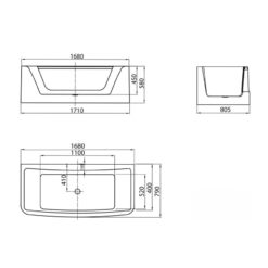 Bồn tắm đặt sàn massage 1.7m MOWOEN MW8308BHB-170