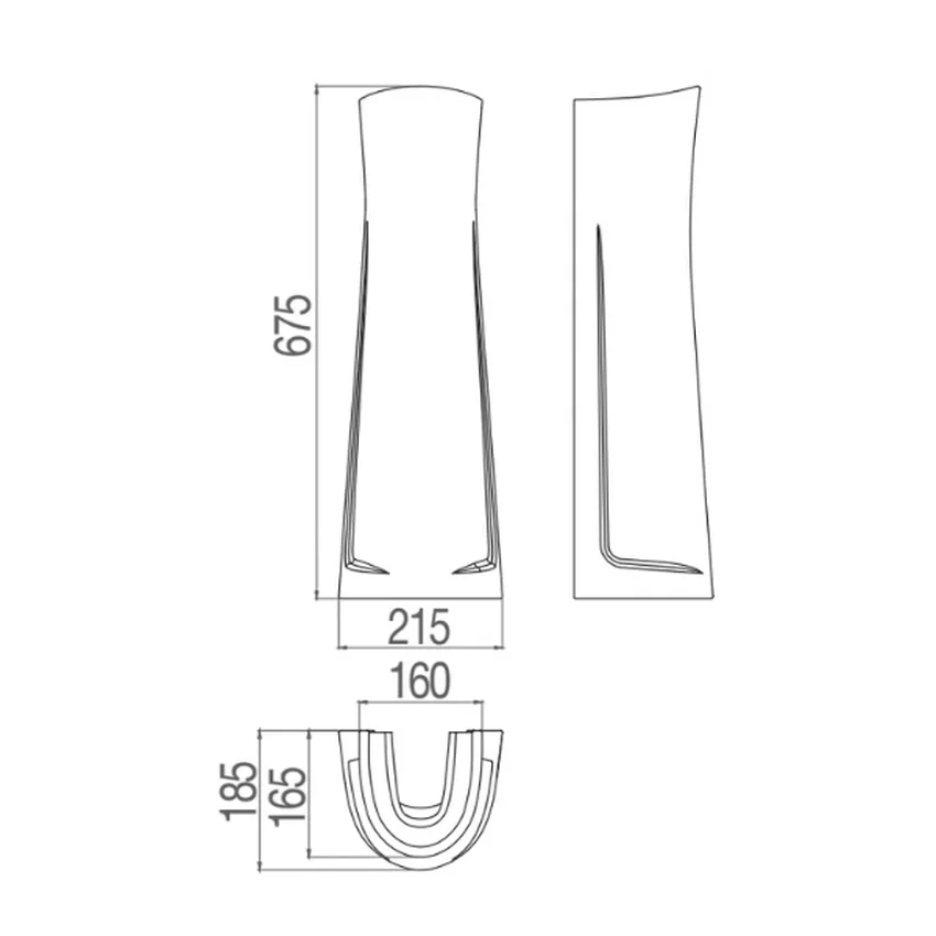 Chân chậu lavabo dài Viglacera VI1T 7 Chân chậu lavabo dài Viglacera VI1T