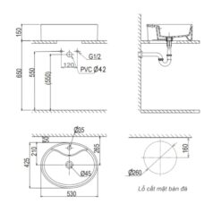 Chậu lavabo đặt bàn Viglacera CD19