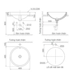 Chậu lavabo đặt bàn Viglacera CD6