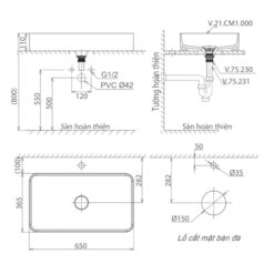 Chậu lavabo đặt bàn Viglacera CM01