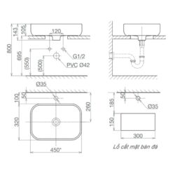 Chậu lavabo đặt bàn Viglacera V25