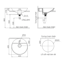 Chậu lavabo đặt bàn Viglacera V26 18 Chậu lavabo đặt bàn Viglacera V26