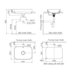 Chậu lavabo đặt bàn Viglacera V27