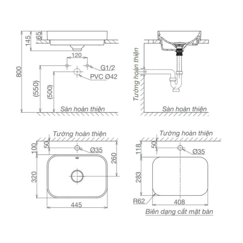 Chậu lavabo đặt bàn Viglacera V27 Chậu lavabo đặt bàn Viglacera V27