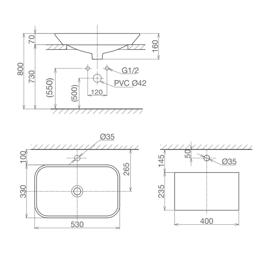 Chậu lavabo đặt bàn Viglacera V28 8 Chậu lavabo đặt bàn Viglacera V28