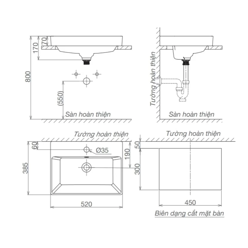 Chậu lavabo đặt bàn Viglacera V29 8 Chậu lavabo đặt bàn Viglacera V29