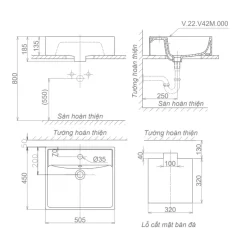 Chậu lavabo đặt bàn Viglacera V42M 13 Chậu lavabo đặt bàn Viglacera V42M